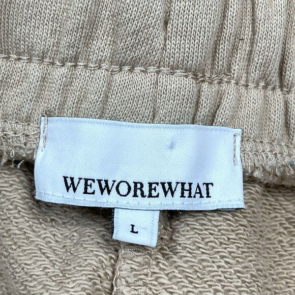 WEWOREWHAT Lounge Jogger Pants Sz Large Beige Pull On Drawstring Comfort Cotton - Picture 4 of 8